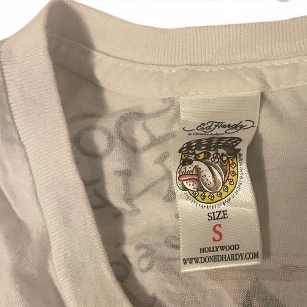 Ed Hardy White Tee with Graphic Design - Picture 3 of 3